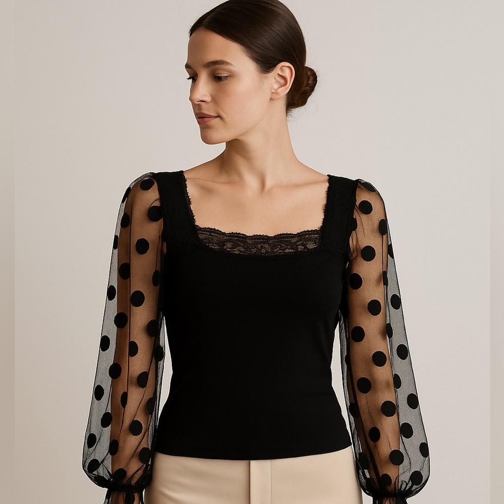 Chic Black Sheer Blouse